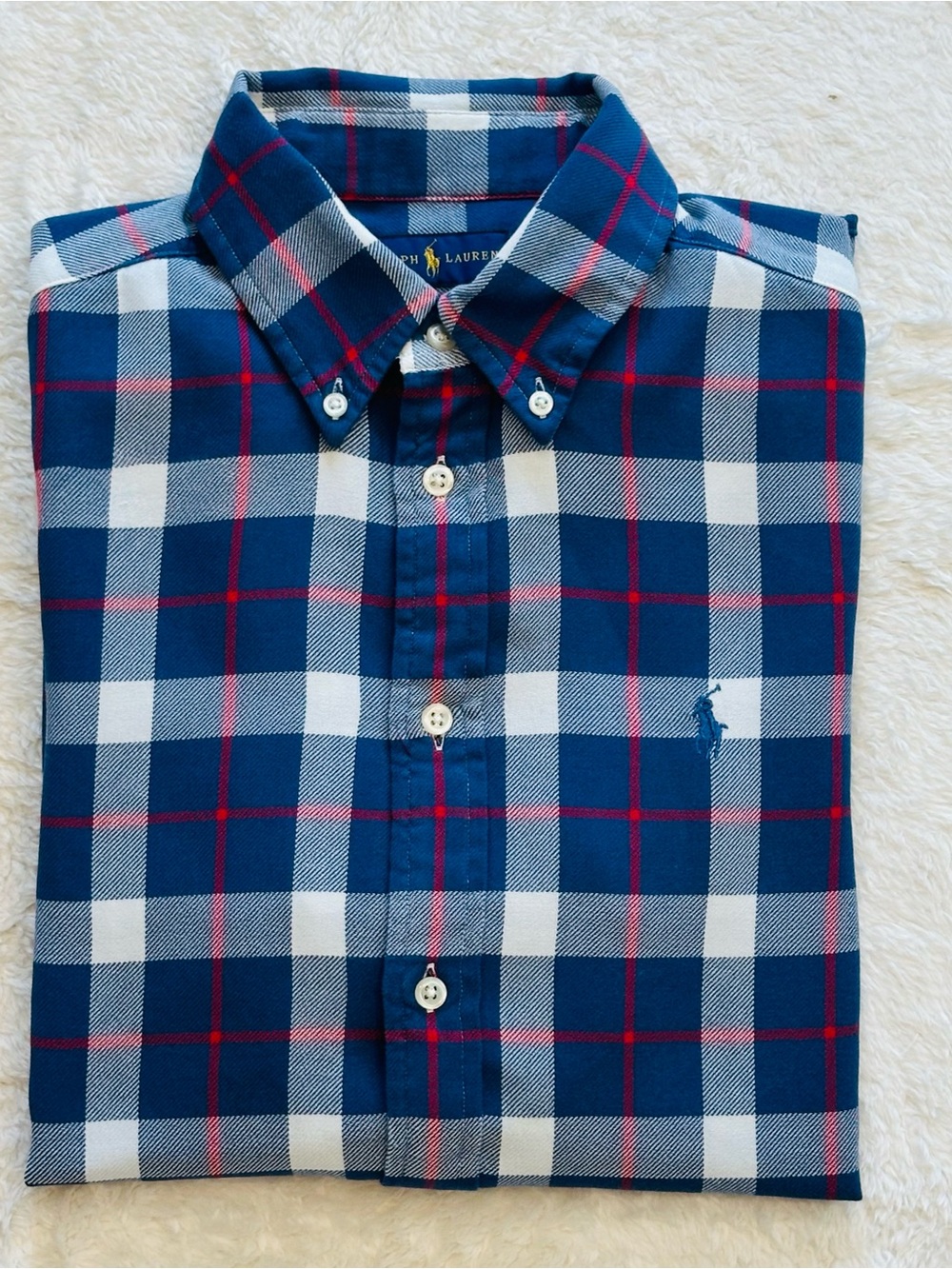 Polo Ralph Lauren Men M Flannel Shirt Plaid Button Down Classic Fit 100% Cotton